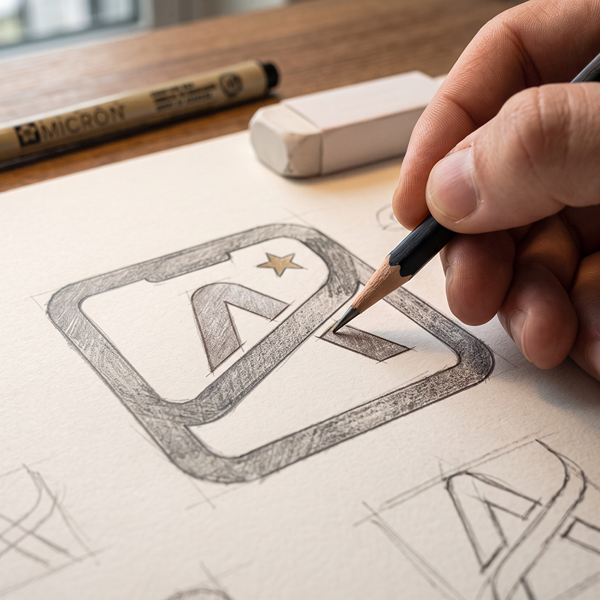 esquisse de recherche logo